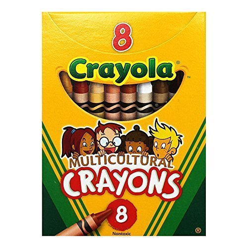 8 ct. Crayons, Multicultural Colors - Tuck Box, 3-5/8 x 5/16