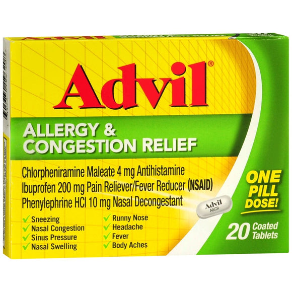 Advil Allergy & Congestion Relief Coated Tablets - 20 TB