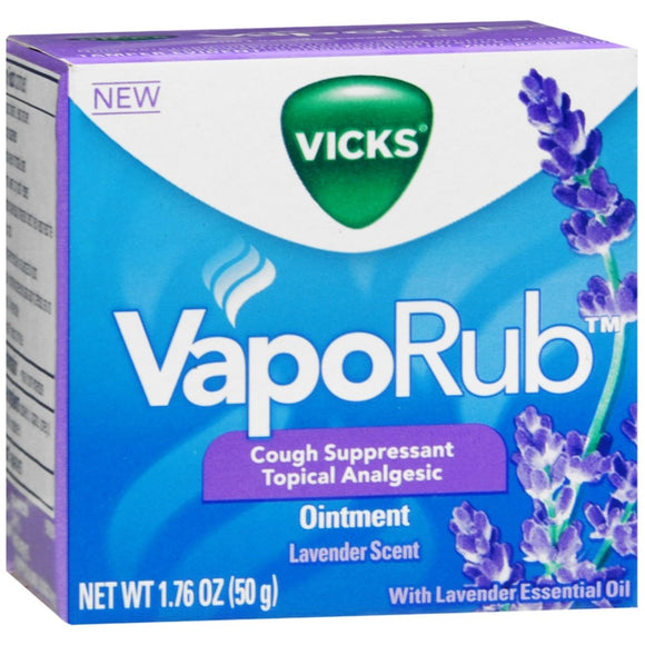 Vicks VapoRub Cough Suppressant Topical Analgesic Ointment Lavender Scent - 1.76 OZ
