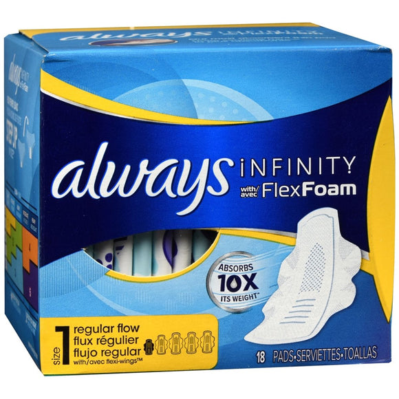 Always Infinity with FlexFoam Pads with Flexi-Wings Size 1 Regular Flow - 18 EA