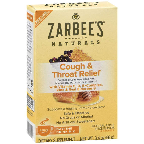 Zarbee's Naturals Cough & Throat Relief Daytime Drink Mix Packets Natural Apple Spice Flavor - 6 EA