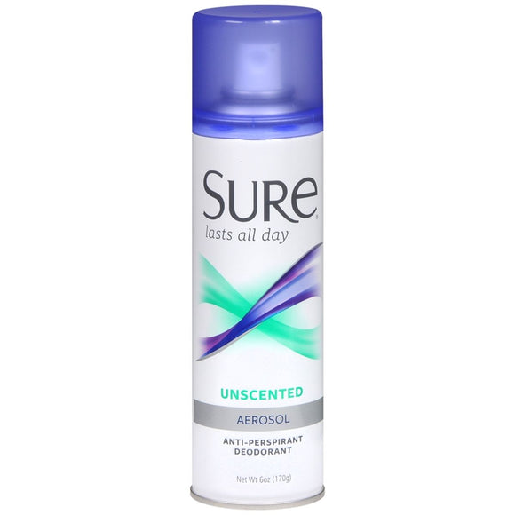 Sure Anti-Perspirant & Deodorant Aerosol Spray Unscented - 6 OZ