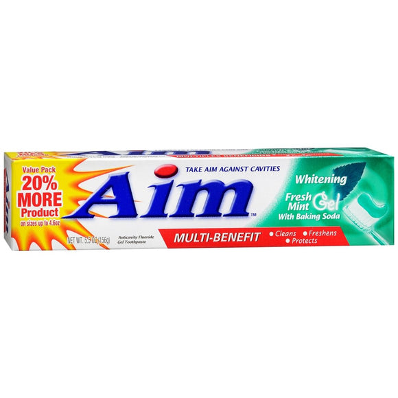 Aim Whitening Anticavity Fluoride Toothpaste Gel Fresh Mint - 5.5 OZ