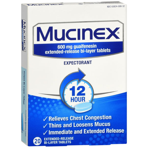 Mucinex Expectorant Extended-Release Bi-Layer Tablets - 20 TB