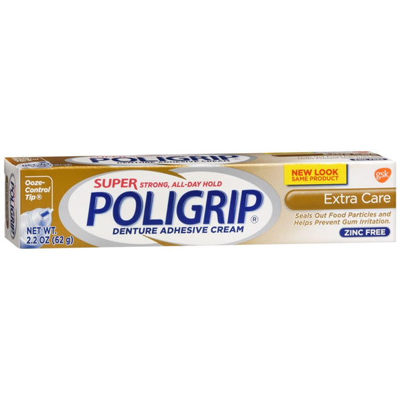 Super Poligrip Denture Adhesive Cream Extra Care - 2.2 OZ