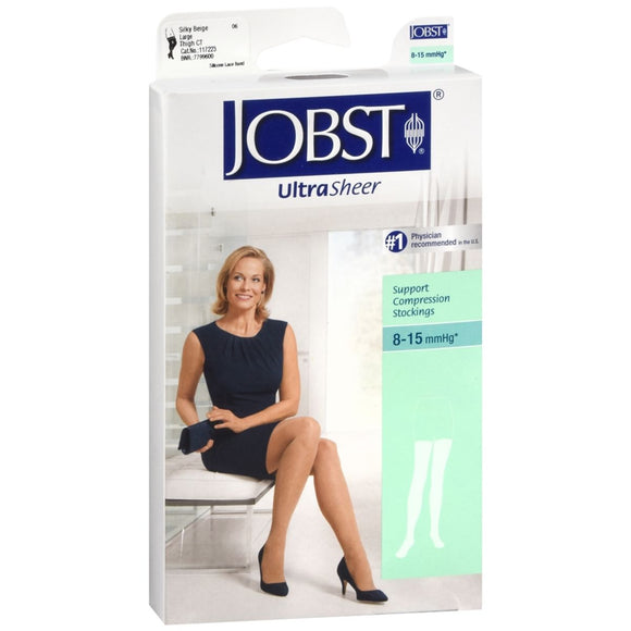 JOBST UltraSheer Support Compression Stockings (8-15 mmHg) Silky Beige Large - 1 PR