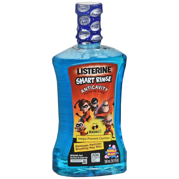 Listerine Smart Rinse Anticavity Fluoride Rinse The Incredibles 2 Bubble Blast - 500 ML