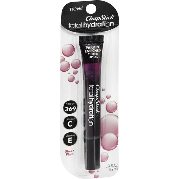 ChapStick Total Hydration Vitamin Enriched Tinted Lip Oil Sheer Plum 0.24 OZ