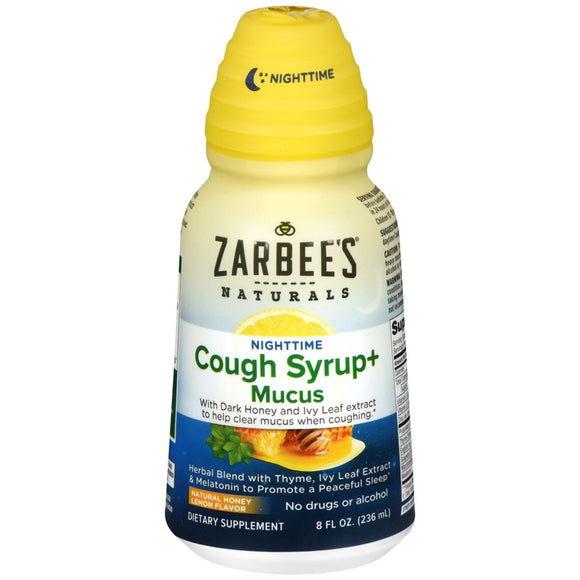 Zarbee's Naturals Nighttime Cough Syrup + Mucus Natural Honey Lemon Flavor - 8 OZ