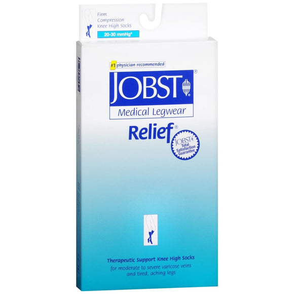 JOBST Medical LegWear Relief Knee High Socks Firm Compression 20-30 mmHg Medium Black - 1 PR