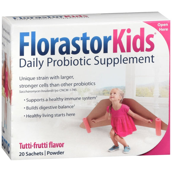 Florastor Kids Daily Probiotic Supplement Powder Sachets Tutti-Frutti Flavor - 20 EA