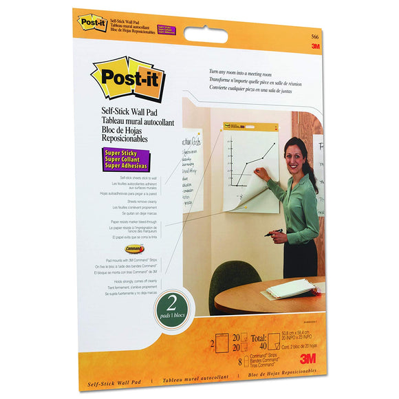 Self-Stick Wall Pad White 20 in x 23 in 2/pk, 20 sht/pad