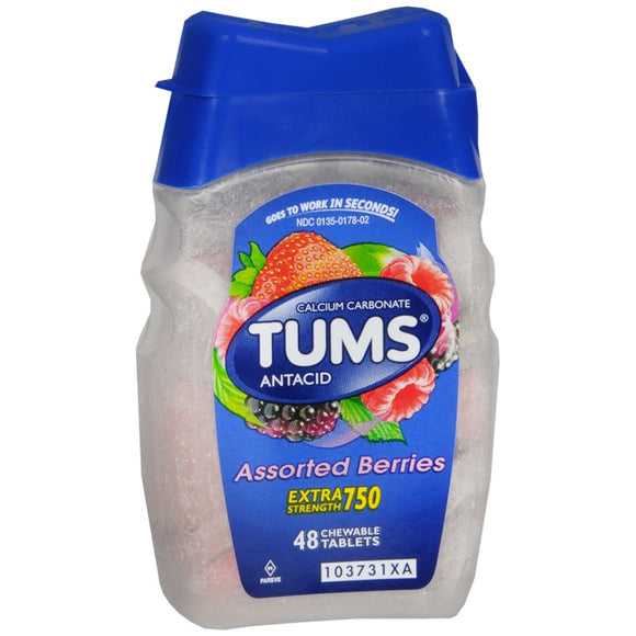 TUMS Extra Strength 750 Antacid Chewable Tablets Assorted Berries - 48 TB