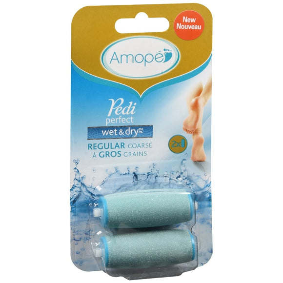 Amope Pedi Perfect Wet & Dry Roller Heads Regular Coarse - 2 EA