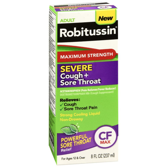 Robitussin Adult Maximum Strength Severe Cough + Sore Throat Relief - 8 OZ