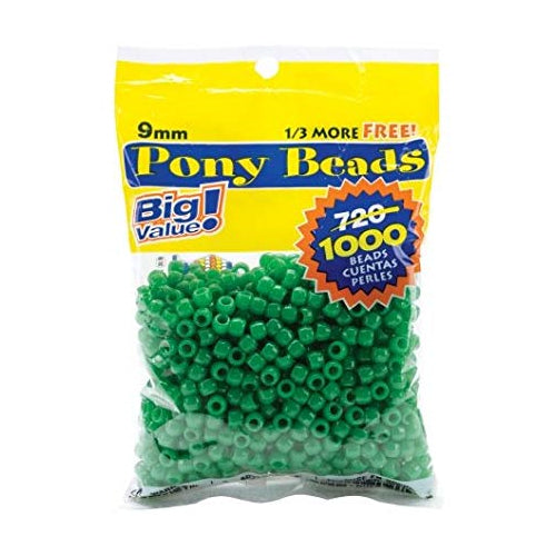 BEAD PONY OPAQUE GREEN 9MM 1000PK