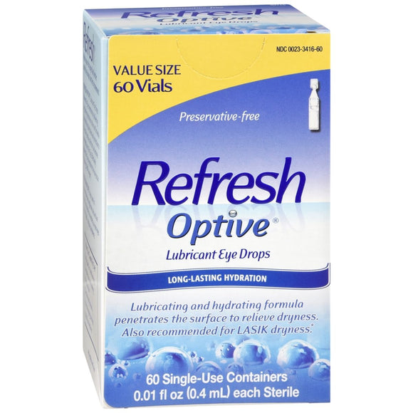 REFRESH Optive Lubricant Eye Drops Single-Use Containers - 60 EA