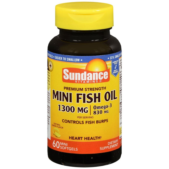 Sundance Vitamins Fish Oil 1300 mg Mini Softgels Natural Lemon Flavor - 60 CP