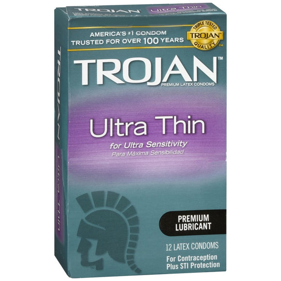 TROJAN Ultra Thin Premium Latex Condoms - 12 EA