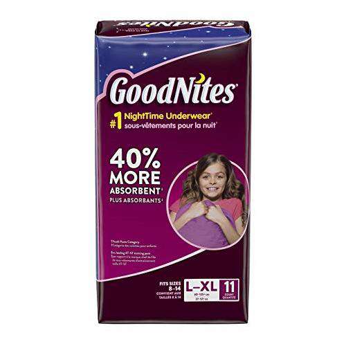 GoodNites Bedtime Underwear for Girls, Large/Xlarge, 11 CT