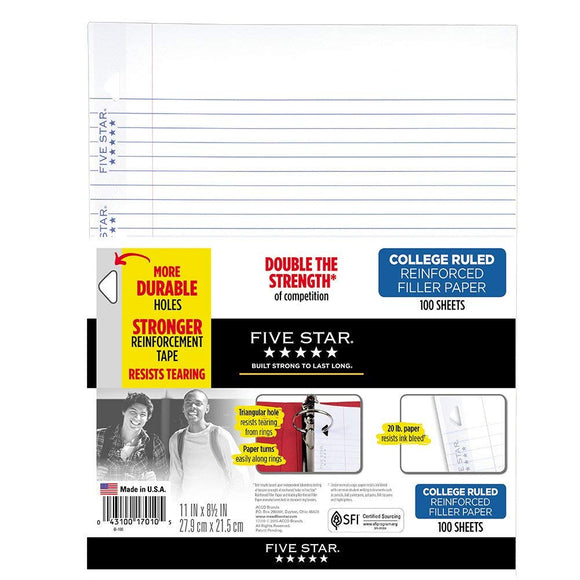 Five Star Flex®  Reinforced Filler Paper, 100 ct, CR