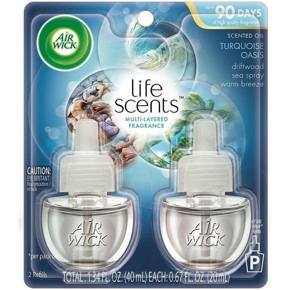 AIR WICK® Scented Oil - Twin Refill Essential Oils™ Turquoise Oasis (Driftwood/Sea Spray/Warm Breeze)