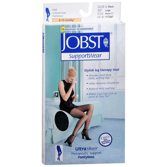 Jobst SupportWear Therapeutic Support Mild Compression Ultra Sheer Pantyhose Large Black - 1 EA