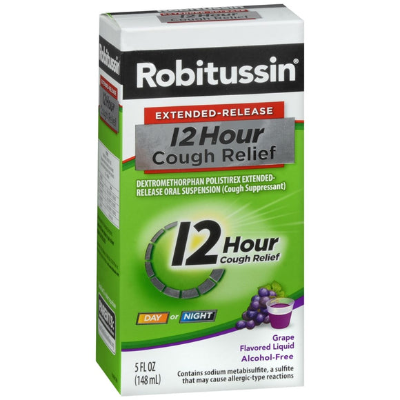 Robitussin 12 Hour Cough Relief Liquid Grape Flavored - 5 OZ