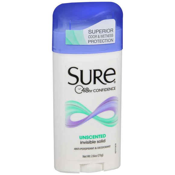 Sure Anti-Perspirant & Deodorant Invisible Solid Unscented 2.6 OZ