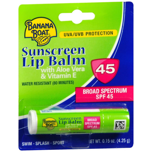 Banana Boat Aloe Vera with Vitamin E Sunscreen Lip Balm SPF 45 - 0.15 OZ