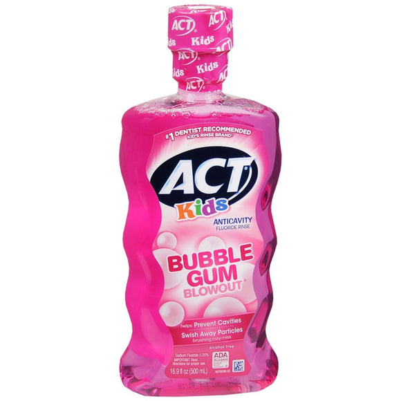 ACT Kids Anticavity Fluoride Rinse Bubblegum Blowout - 16.9 OZ