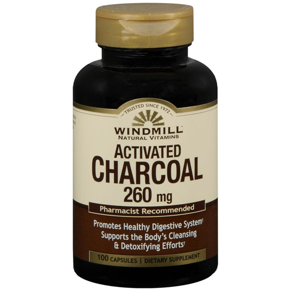 Windmill Natural Vitamins Activated Charcoal 260 mg Capsules - 100 CP