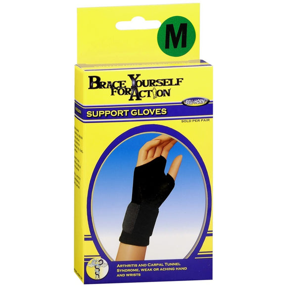 Bell-Horn Brace Yourself for Action Support Gloves Black Medium 99340M - 1 PR