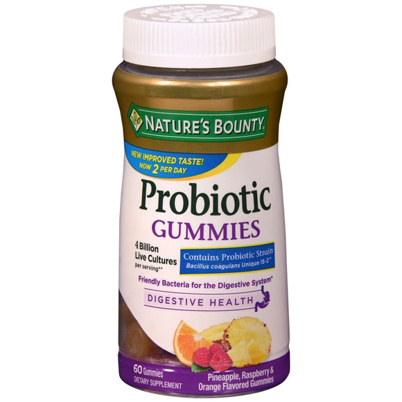 Nature's Bounty Probiotic Gummies Digestive Health Pineapple, Raspberry & Orange Flavored - 60 EA