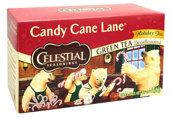 Celestial Seasonings Candy Cane Lane Decaf Green Tea- 20 BAG