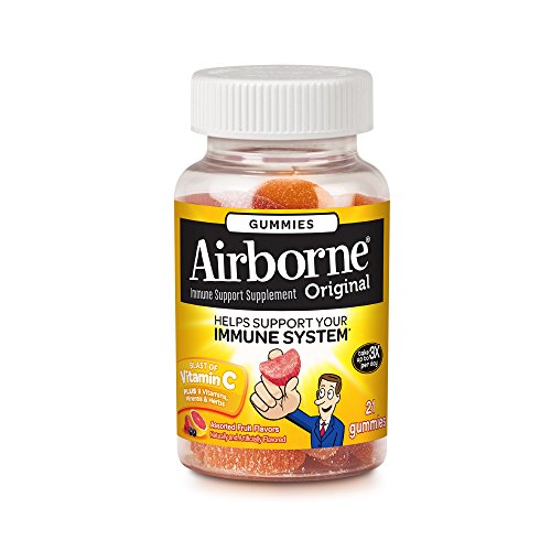 Airborne Assorted Fruit Flavored Gummies- 1000mg of Vitamin C and Minerals & Herbs Immune Support, 21 count