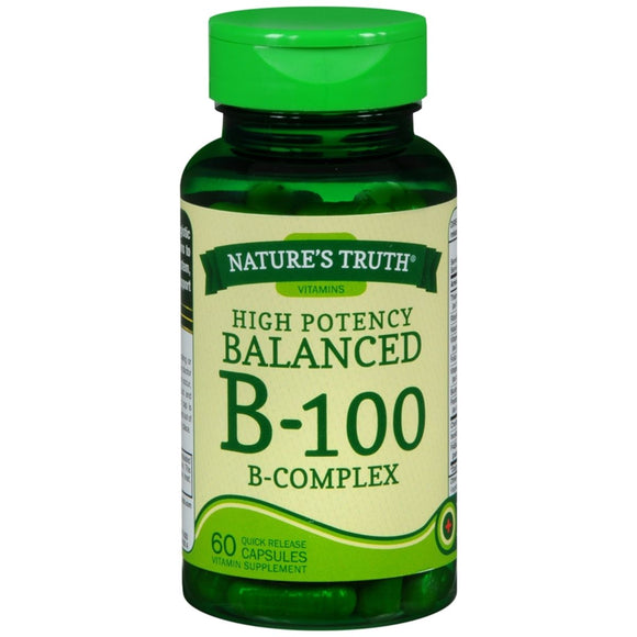 Nature's Truth High Potency Balanced B-100 B- Complex Quick Release Capsules - 60 CP