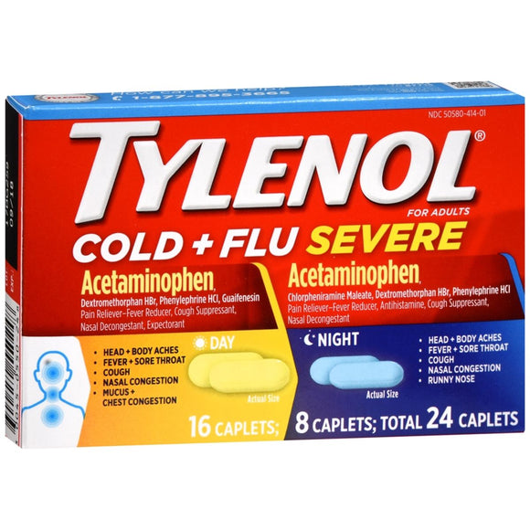 TYLENOL Cold + Flu Severe Day & Night Caplets - 24 CP