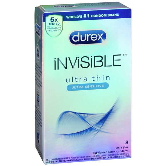 Durex Invisible Ultra Thin Lubricated Condoms Ultra Sensitive - 8 EA