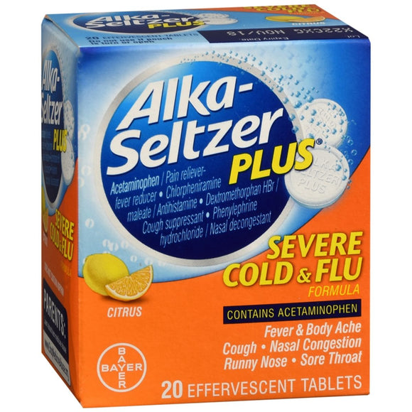 Alka-Seltzer Plus Severe Cold & Flu Formula Effervescent Tablets Citrus - 20 TB