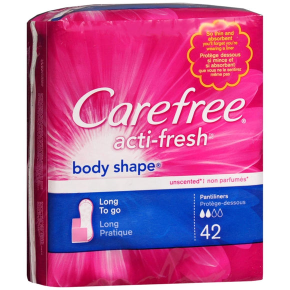 Carefree Acti-Fresh Body Shape Pantiliners Long To Go Unscented - 42 EA