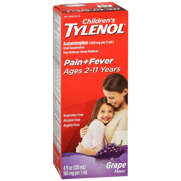 TYLENOL Children's Pain + Fever Oral Suspension Grape Flavor - 4 OZ