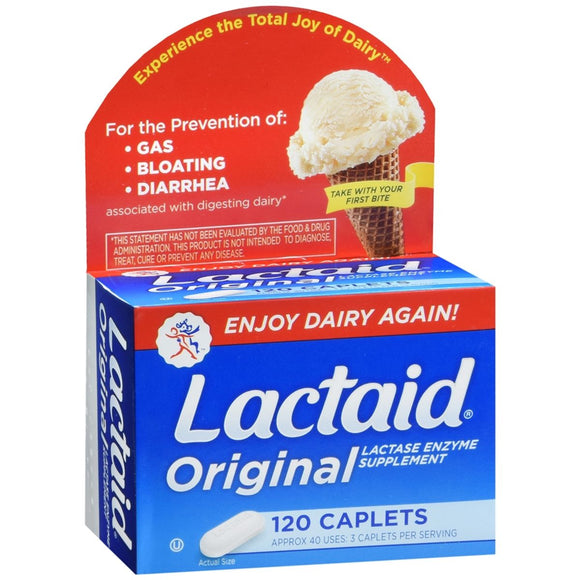 LACTAID Lactase Enzyme Supplement Caplets Original - 120 CP