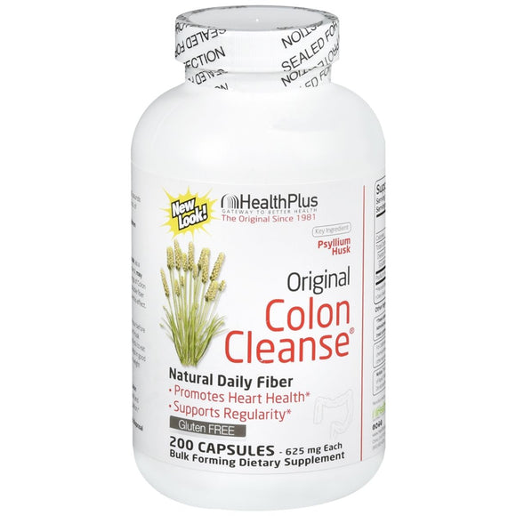 Health Plus Original Colon Cleanse Bulk Forming Dietary Supplement 625 mg Capsules 200 CP