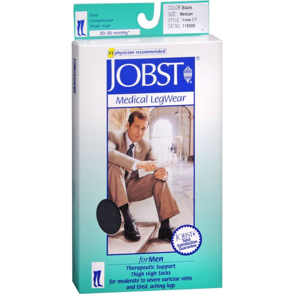 JOBST Medical LegWear For Men Knee High Socks 20-30 mmHg Black Medium - 1 PR