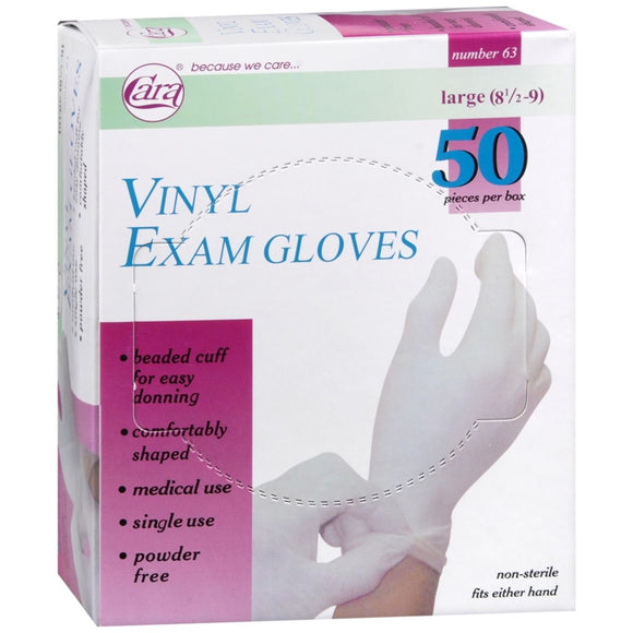 Cara Vinyl Exam Gloves Large - 50 EA