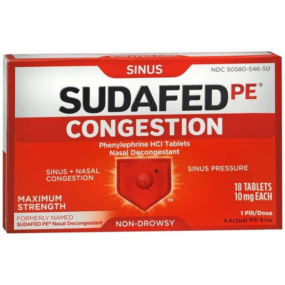 SUDAFED PE Congestion Tablets - 18 TB