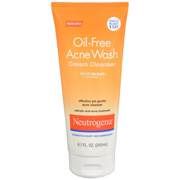 Neutrogena Oil-Free Acne Wash Cream Cleanser - 6.7 OZ