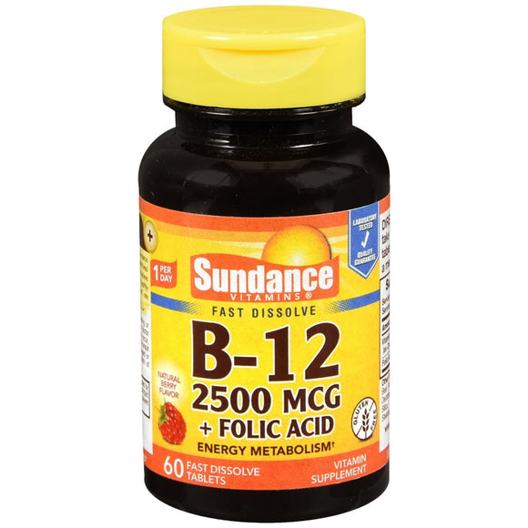 Sundance B-12 2500 mcg + Folic Acid Fast Dissolve Tablets - 150 TB