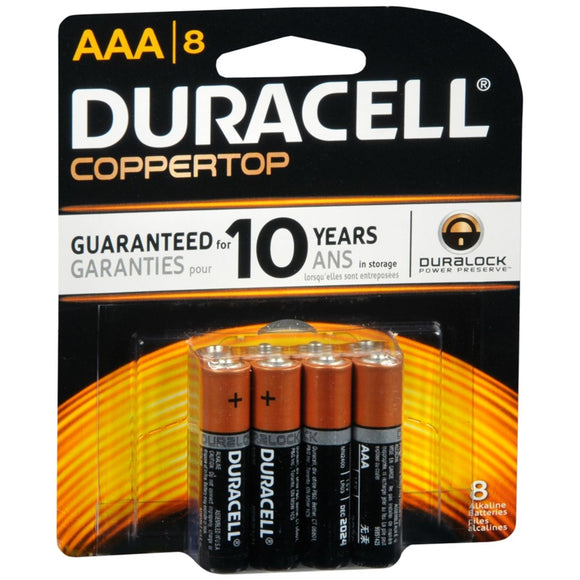 Duracell Coppertop AAA Alkaline Batteries 1.5 Volt - 8 EA